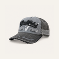 Grey Distressed Rebel Embroidered Cap