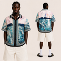 Ocean Wave Print Silk Turkish Shirt