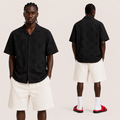 Black Laser-Cut Monogram Turkish Shirt