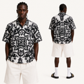 Black White Abstract Print Turkish Shirt